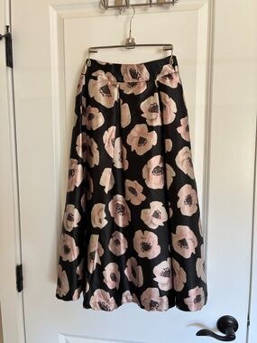 Floral Pale Pink and Black Long Skirt